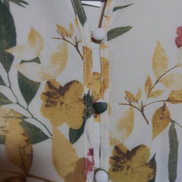 Christopher Banks Neutral Floral Peasant Button Up Blouse Top Size 16/18 - Picture 4 of 9